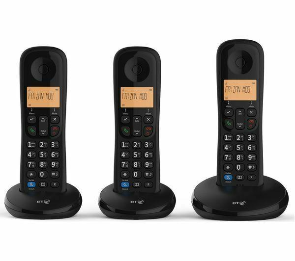BT Digital Cordless Home Phone Everyday Trio Basic Call Blocking Black (Renewed)