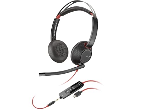 Poly Blackwire 5220 Stereo USB-C Headset +3.5mm Plug +USB-C/A Adapter (New)