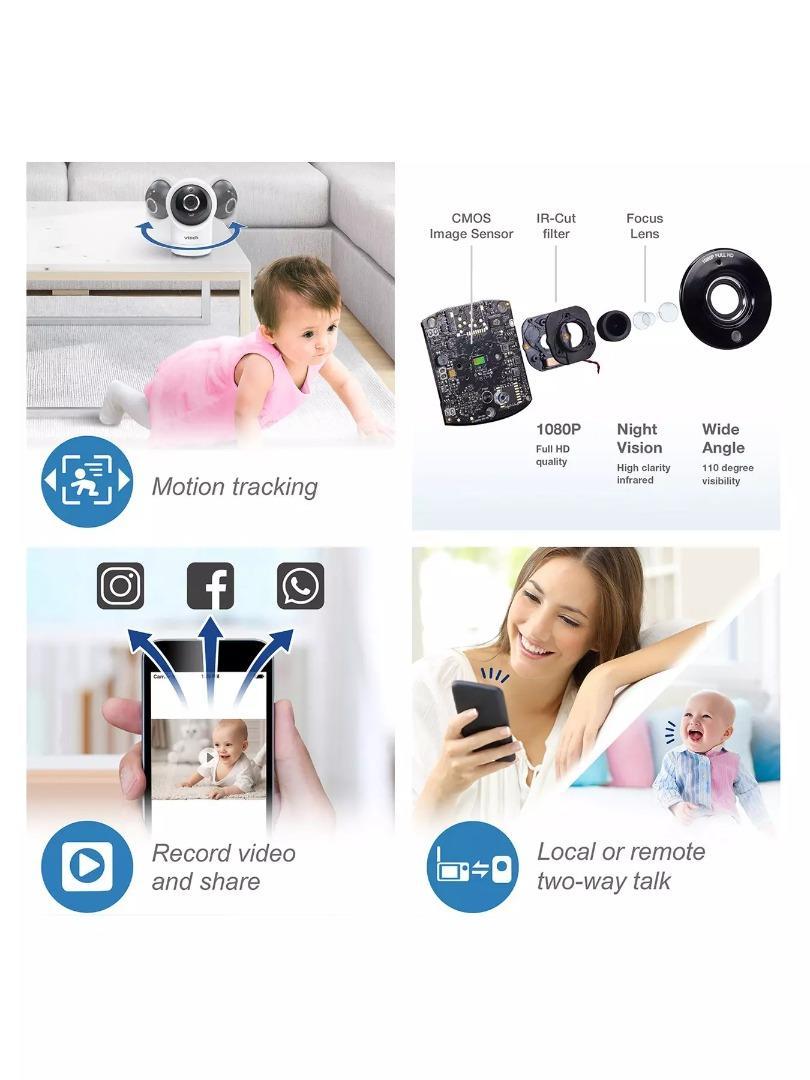 Vtech RM7764HD Digital WiFi Video Baby Monitor 7in Screen Infrared Night Vision (Refurbished B-Grade)