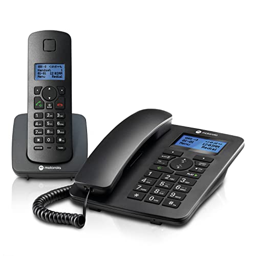 Motorola C4201 Corded & Cordless Home Phone Combo Speakerphone Caller ID (Renewed)