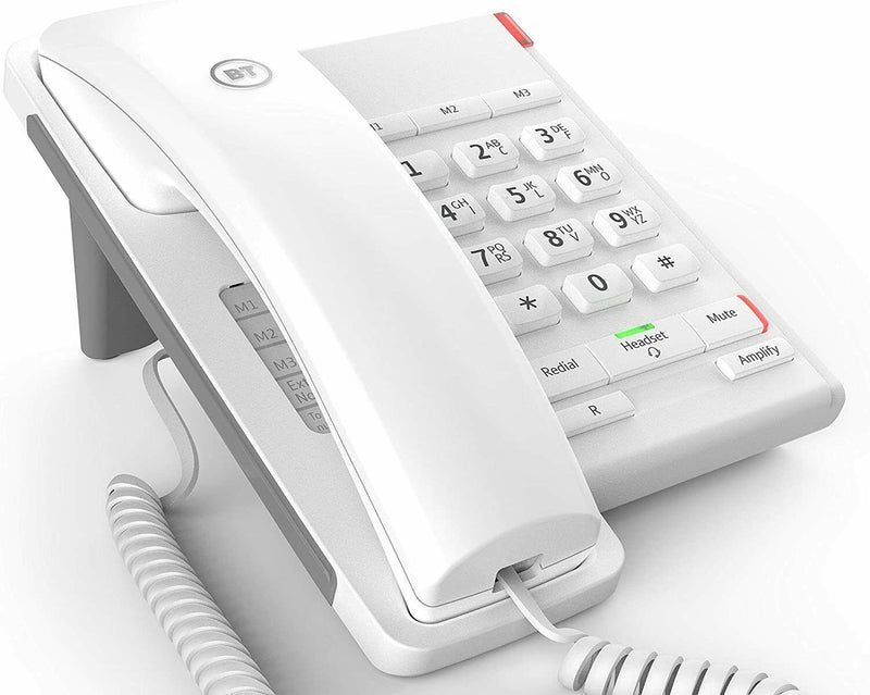 BT Corded Landline Telephone Converse 2100 With Headset Socket White (Refurbished B-Grade)
