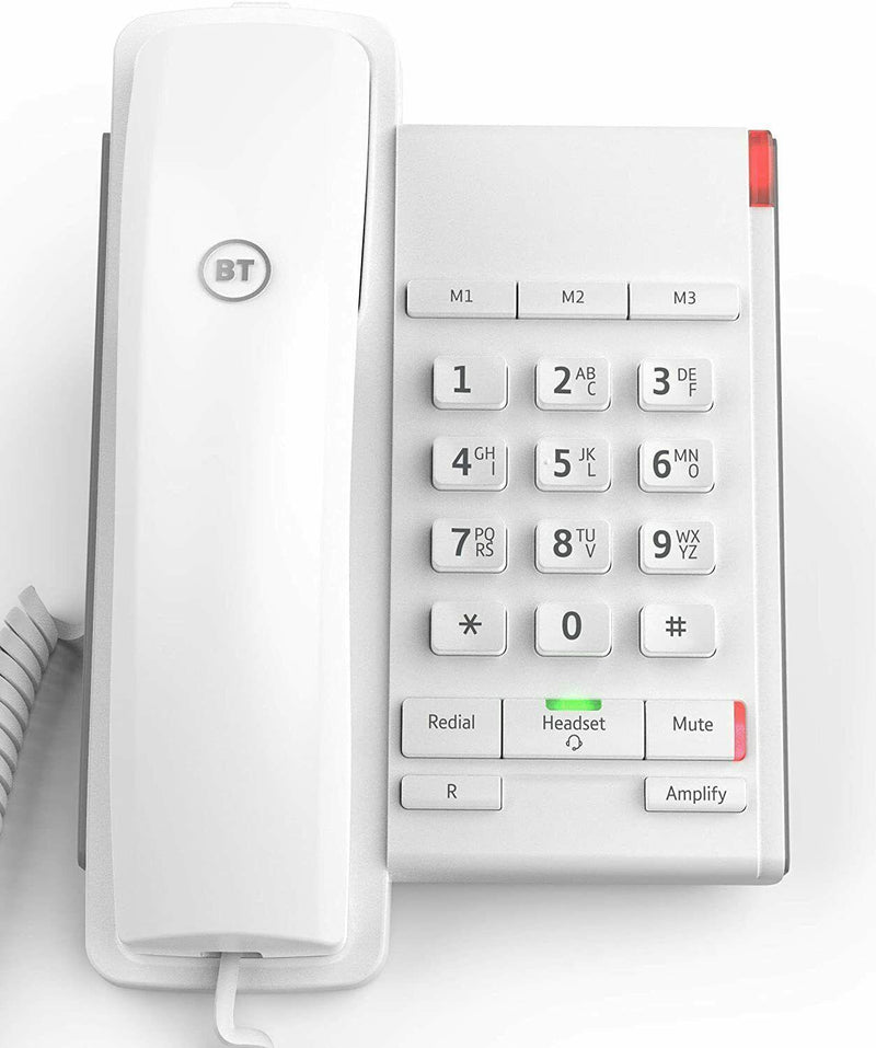 BT Corded Landline Telephone Converse 2100 With Headset Socket White (Refurbished B-Grade)