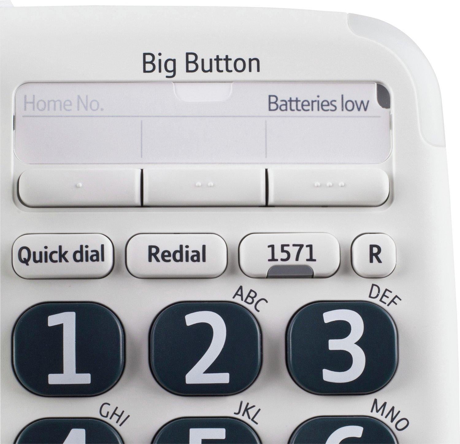 BT Big Button 200 Corded Landline Home Telephone Handsfree White (Renewed)