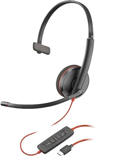 Poly Blackwire 3210 USB-C/A Monaural Headset with Microphone Black (New)