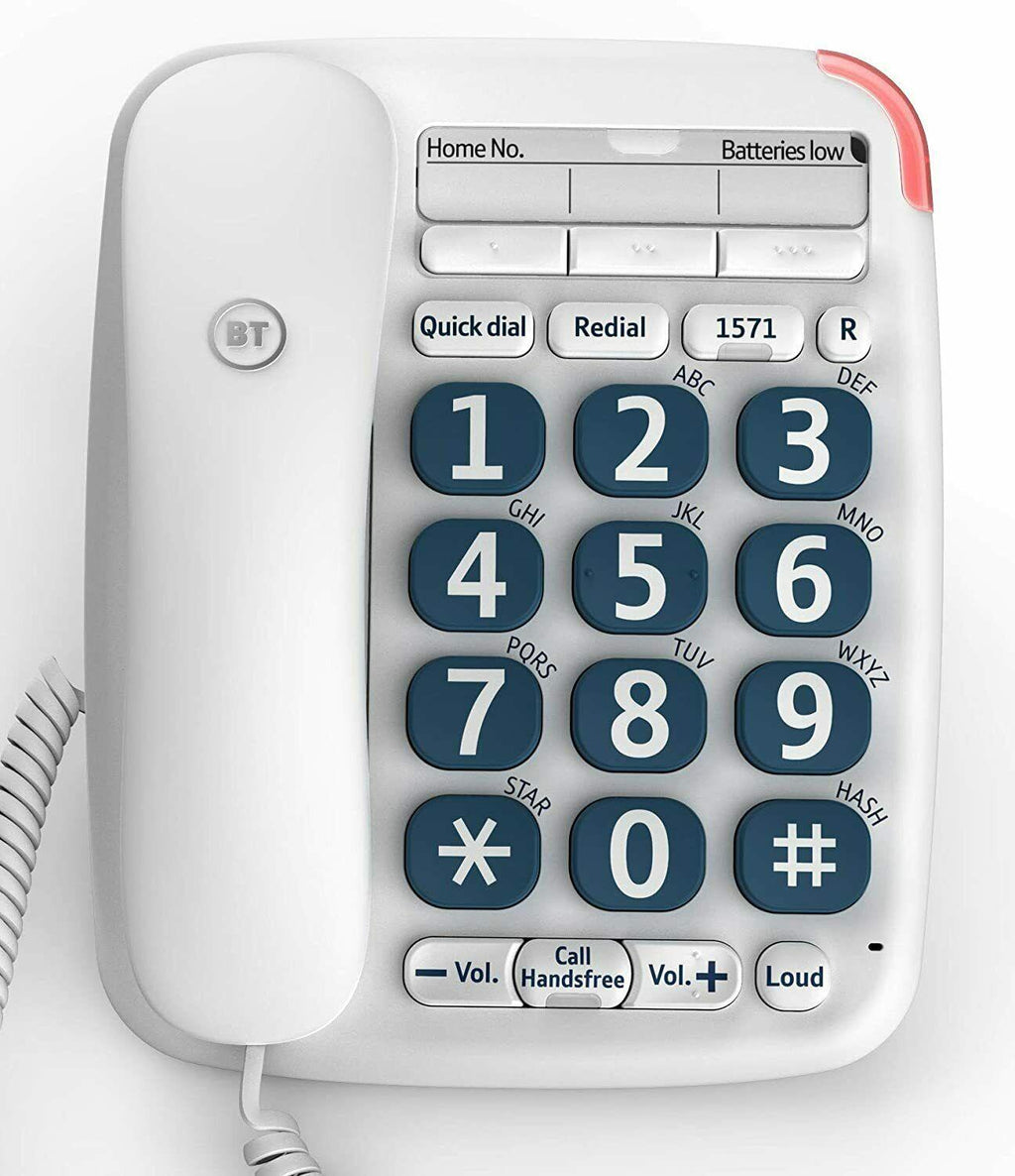 BT Big Button 200 Corded Landline Home Telephone Handsfree White (Refu