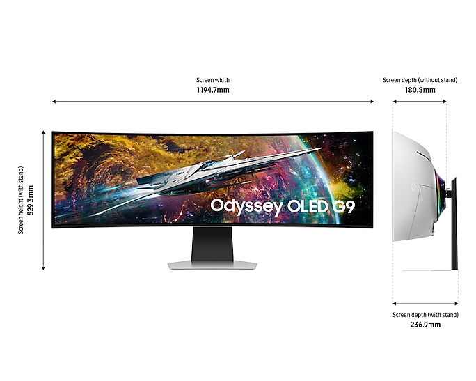 Samsung 49'' Gaming Monitor Smart 5120x1440 Curved OLED 240Hz LS49CG954SUXXU (Refurbished B-Grade)