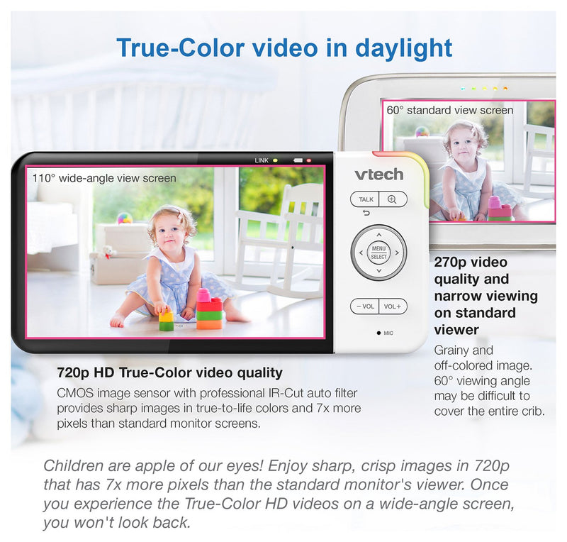 VTech RM5754HD Smart Video Monitor With 5'' Display And 1080p HD Camera White (Renewed)