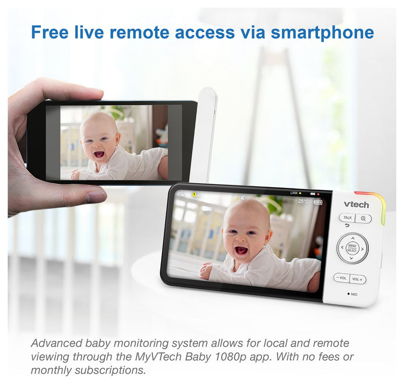 VTech RM5754HD Smart Video Monitor With 5'' Display And 1080p HD Camera White (Renewed)