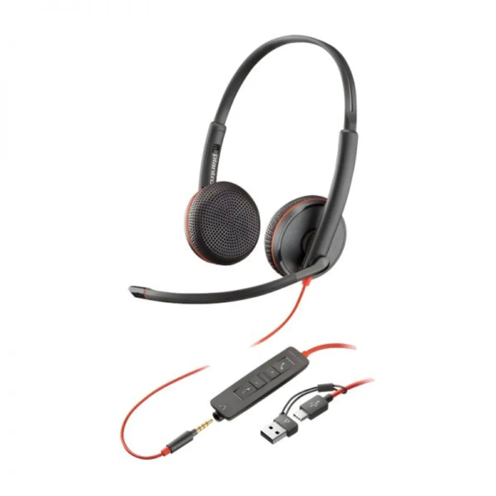 Poly Blackwire 3225 USB-A&C Binaural Headset Triple Connectivity Noise-Canceling (New)