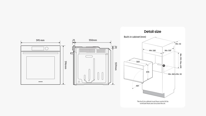 Samsung 76L Smart Oven Series 4 With Pyrolytic Self Cleaning NV7B41307AS/U4 (New / Open Box)