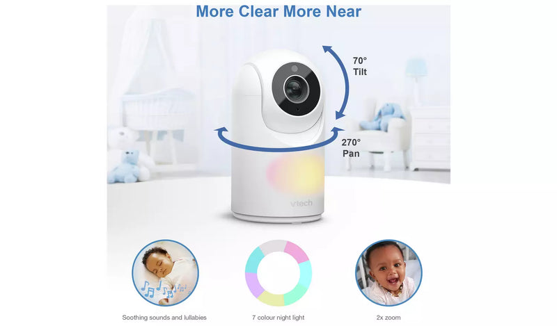 VTech VM3263 2.8'' Video Baby Monitor With Night Light Pan & Tilt (Renewed)