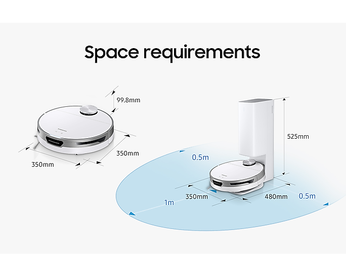 Samsung Robot Vacuum Jet Bot+ With Built-In Clean Station White VR30T85513W/EU (New)