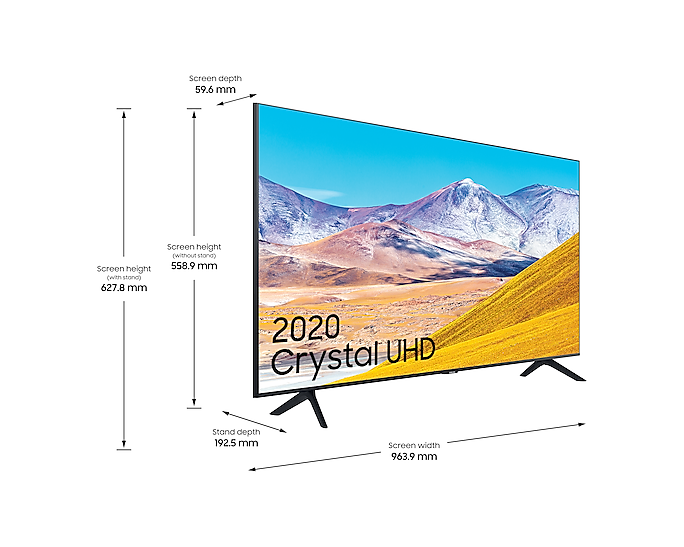 Samsung UE43TU8000KXXU Crystal UHD 4K HDR Smart TV BT Sport Netflix Prime (Renewed)