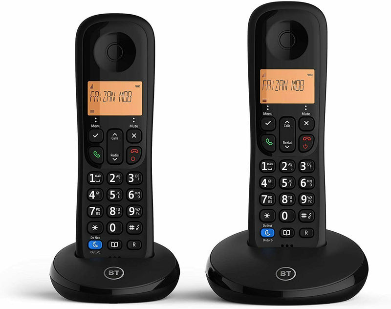 BT Digital Cordless Home Phone Everyday Twin Basic Call Blocking Black (Renewed)