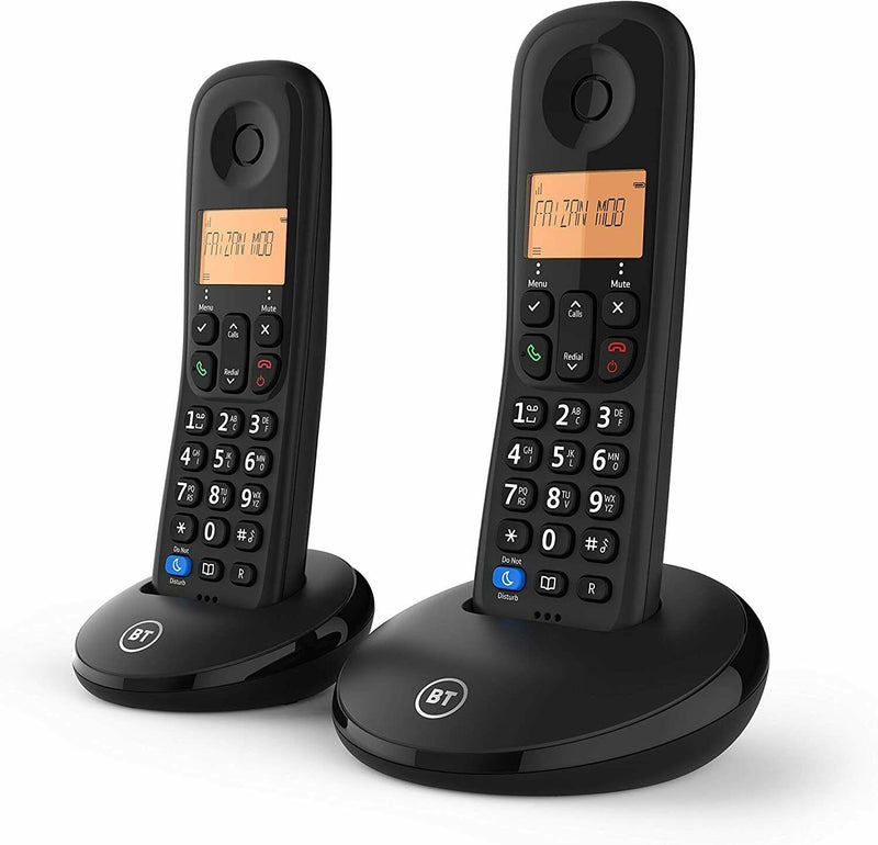 BT Digital Cordless Home Phone Everyday Twin Basic Call Blocking Black (Renewed)