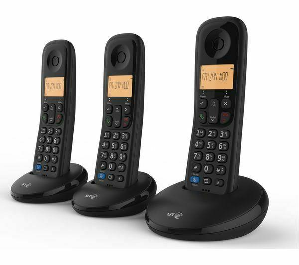 BT Digital Cordless Home Phone Everyday Trio Basic Call Blocking Black (Renewed)