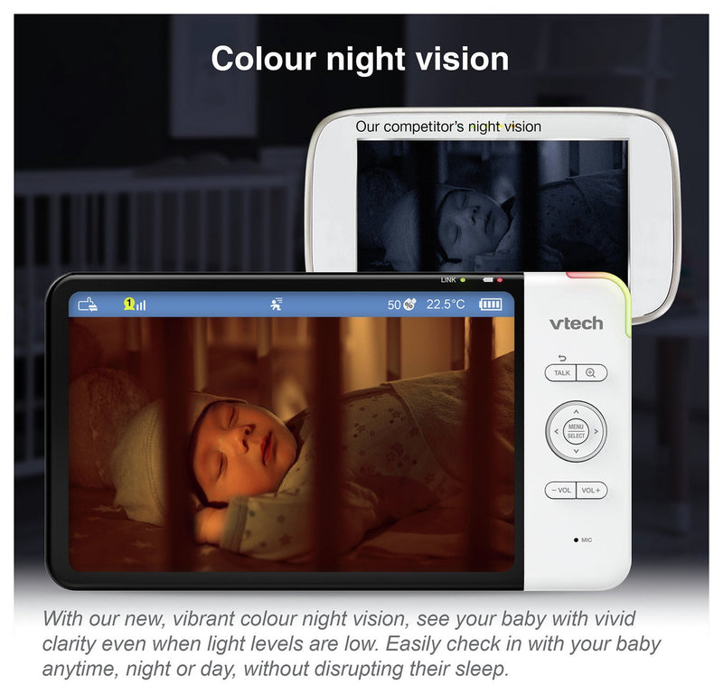 VTech Smart Video Baby Monitor RM7767HD Multi Colour Night Light With 7'' Display (Renewed)