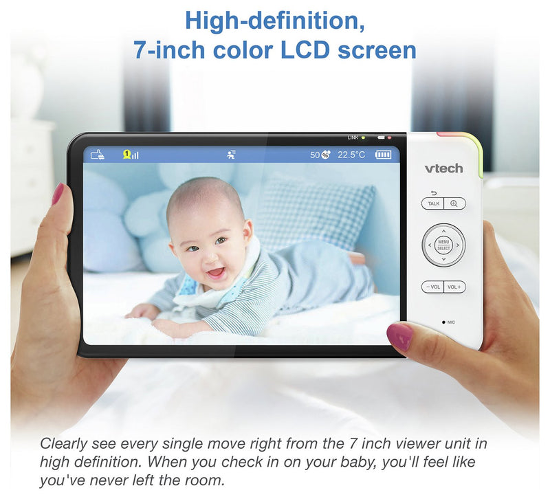 VTech Smart Video Baby Monitor RM7767HD Multi Colour Night Light With 7'' Display (Renewed)