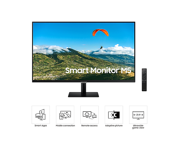 Samsung 27'' Smart Monitor M50A Full HD 1920x1080 With Speakers LS27AM500NRXXU (Renewed)