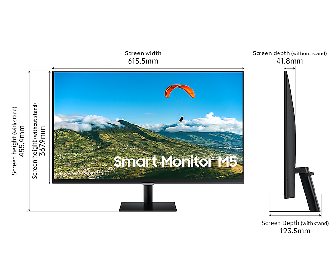 Samsung 27'' Smart Monitor M50A Full HD 1920x1080 With Speakers LS27AM500NRXXU (Renewed)