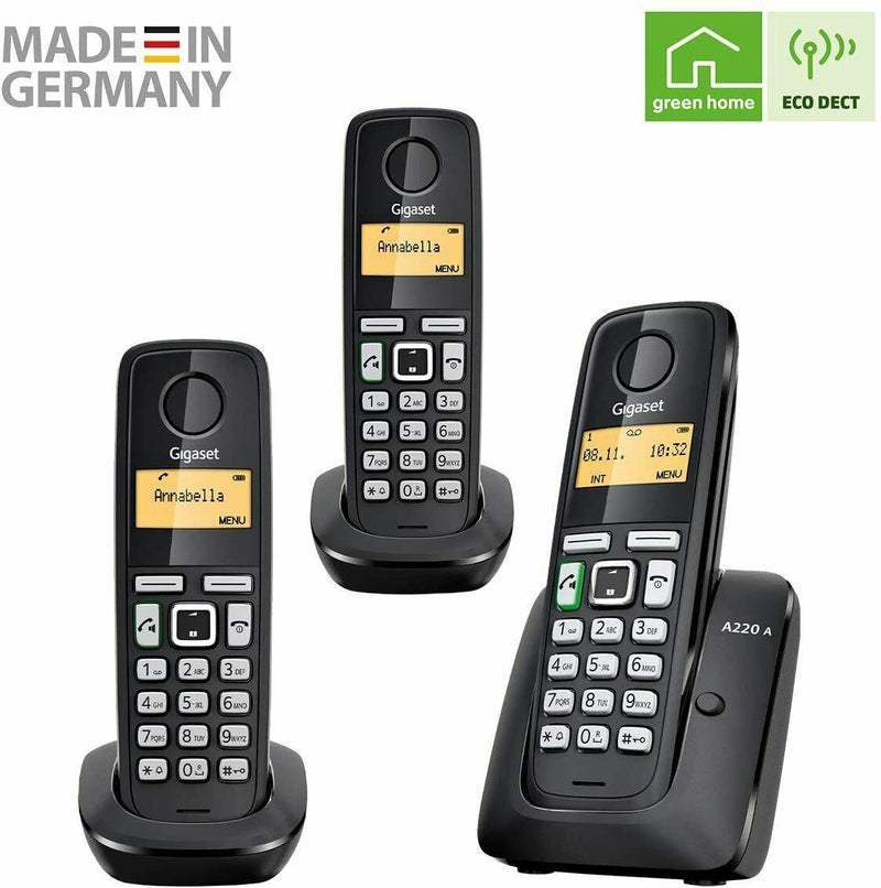 Gigaset A220A Trio Cordless Home Phone With Answer Machine (Renewed)