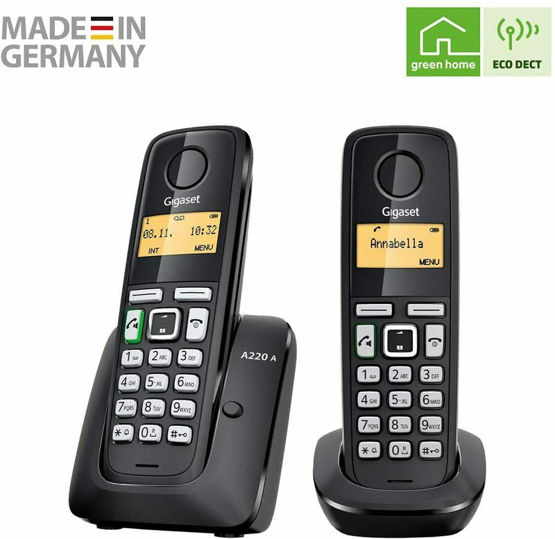 Gigaset A220A Twin Cordless Home Phone With Answer Machine (Renewed)