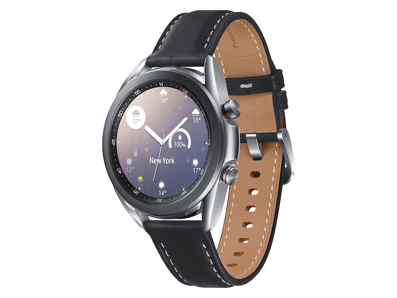 Samsung SM-R850NZSAEUA Galaxy Watch 3 Bluetooth Mystic Silver 41mm Leather Band (Renewed)