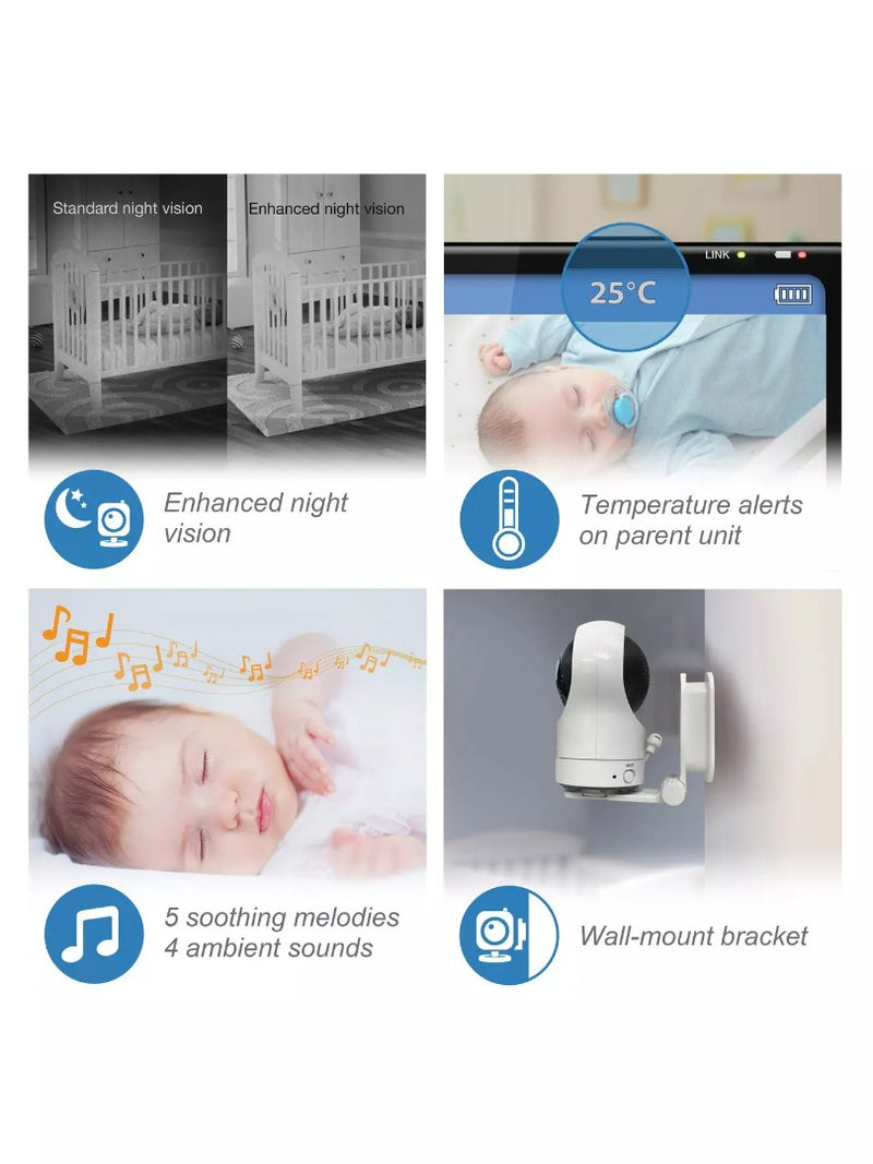Vtech RM7764HD Digital WiFi Video Baby Monitor 7in Screen Infrared Night Vision (Renewed)