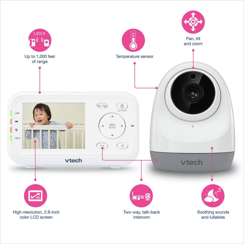 VTech VM3261 Video Baby Monitor 2.8 Inch LCD Display Wall Mountable (New)