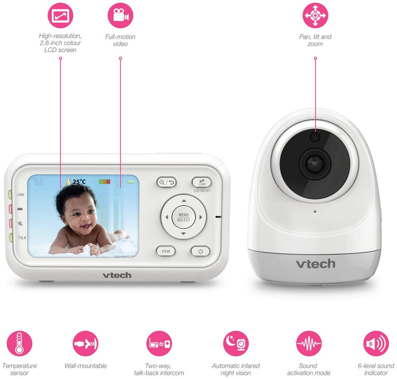 VTech VM3261 Video Baby Monitor 2.8 Inch LCD Display Wall Mountable (New)