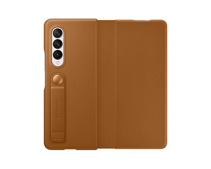 Samsung Galaxy Z Fold3 5G Leather Flip Mobile Phone Cover Brown (Renewed)