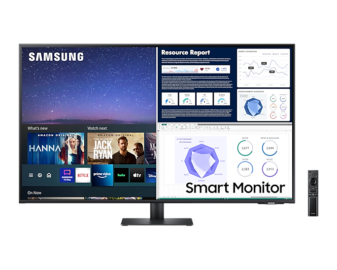 Samsung 43'' Smart Monitor M70A UHD USB-C With Speakers & Remote LS43AM700UUXXU (New)