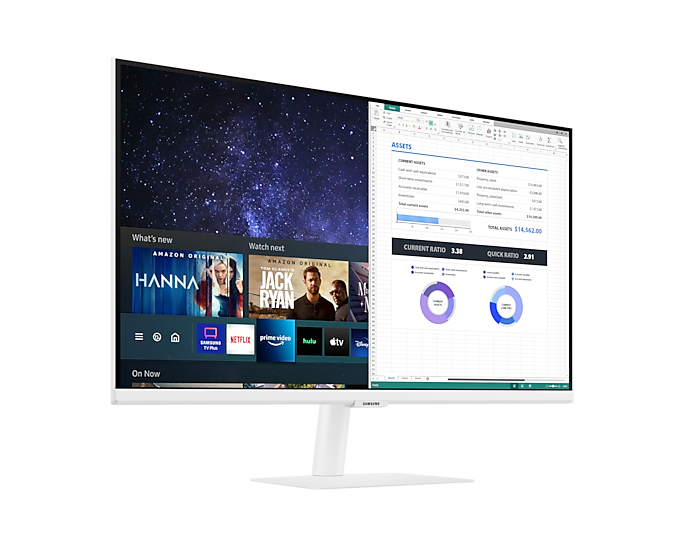 Samsung 27'' Smart Monitor M50A Full HD White Speakers & Remote LS27AM501NUXXU (Renewed)