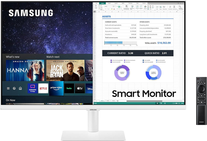 Samsung 27'' Smart Monitor M50A Full HD White Speakers & Remote LS27AM501NUXXU (Renewed)