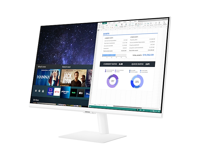 Samsung 27'' Smart Monitor M50A Full HD White Speakers & Remote LS27AM501NUXXU (Renewed)