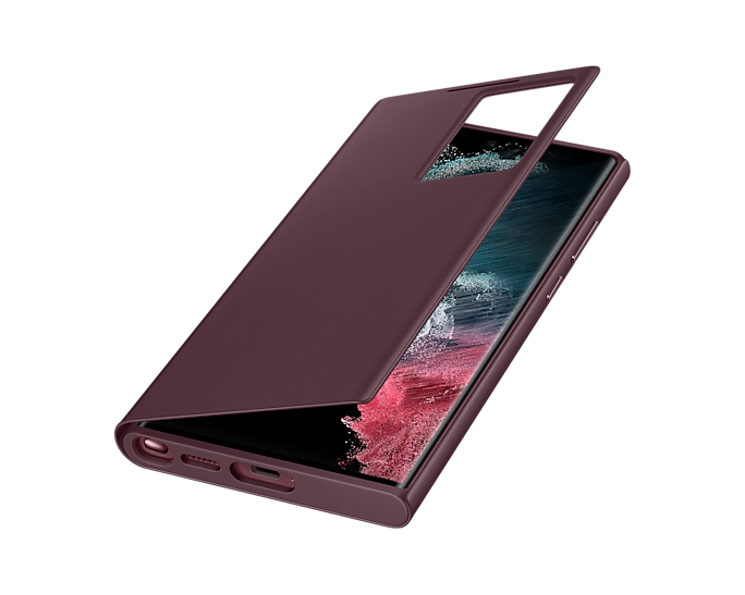 Samsung EF-ZS908CEEGEW Galaxy S22 Ultra Smart Clear View Cover Burgundy (Renewed)