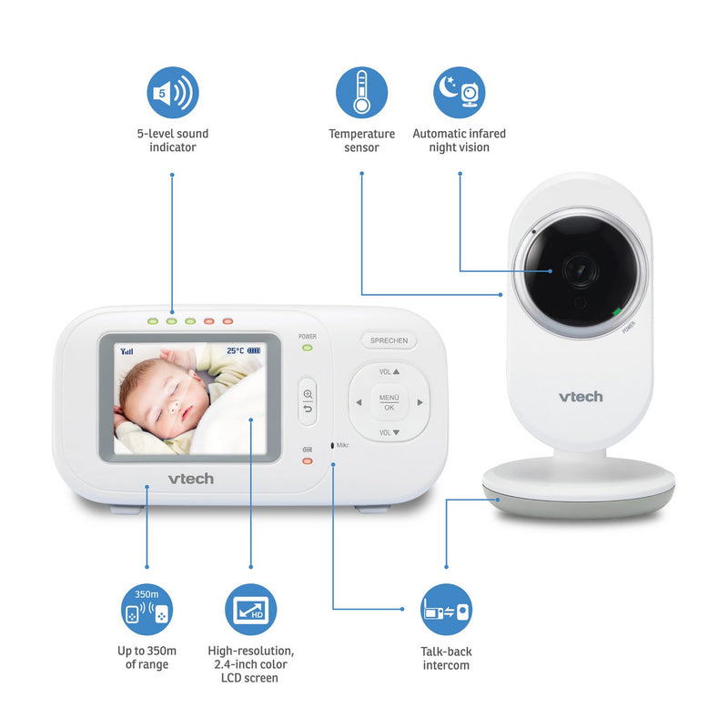 VTech VM320 2.4inch Digital Video Full-Color Baby Monitor Automatic Night Vision (Renewed)