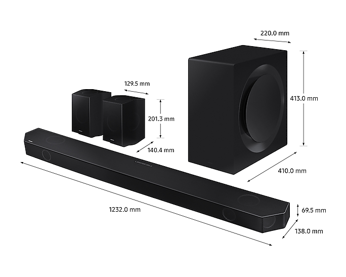 Samsung 11.1.4 Soundbar With Subwoofer Rear Speakers Alexa Built-In HW-Q990B/XU (Renewed)