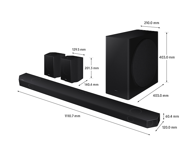 Samsung 9.1.4Ch Soundbar With Subwoofer Rear Speakers Alexa Built-In HW-Q930B/XU (Renewed)