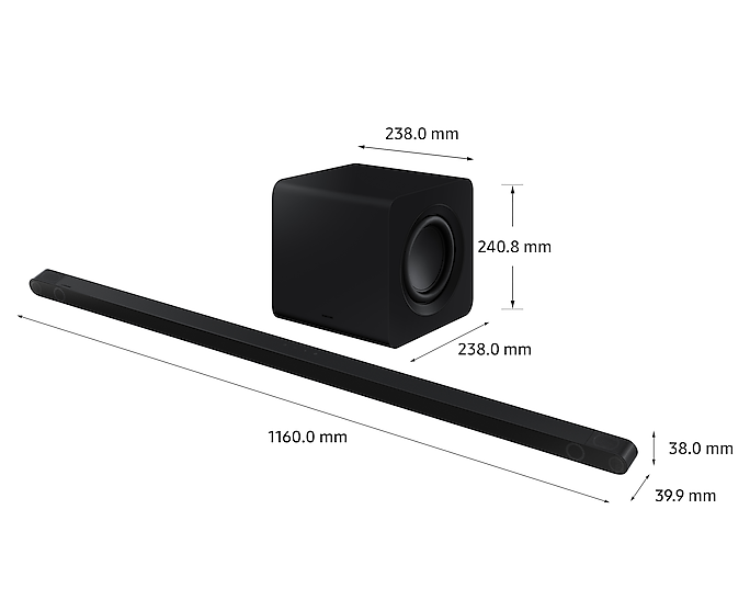 Samsung HW-S800B/XU 3.1.2 Ultra Slim Soundbar With Subwoofer Dolby Atmos Black (Renewed)