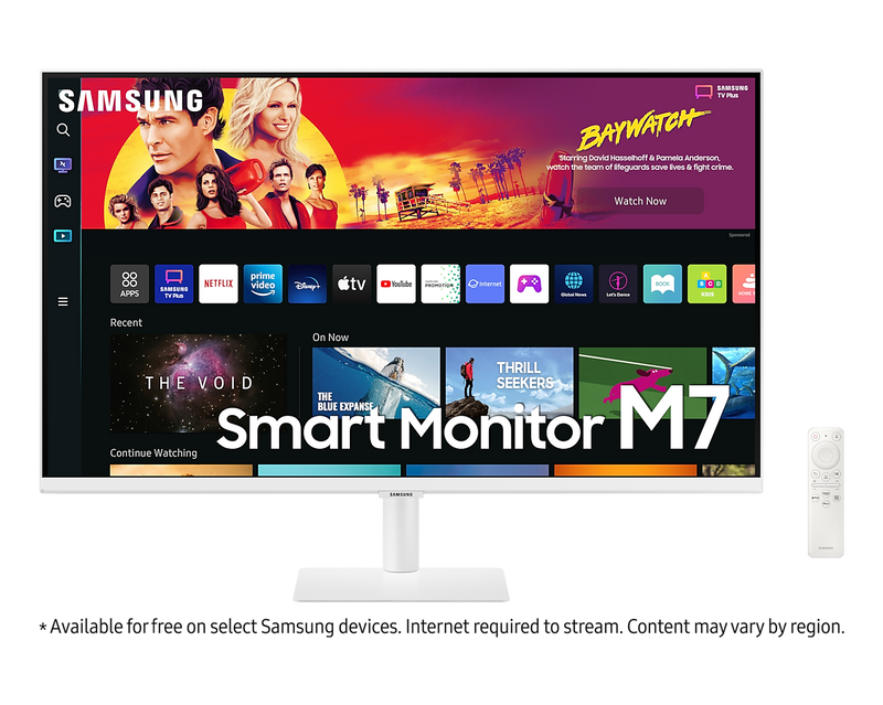 Samsung Smart Monitor 32'' UHD USB-C With Speakers & Remote LS32BM701UUXXU White (Renewed)