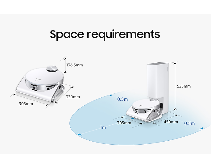 Samsung Robot Vacuum Cleaner Jet Bot AI+ Built-In Clean Station VR50T95735W/EU (Renewed)