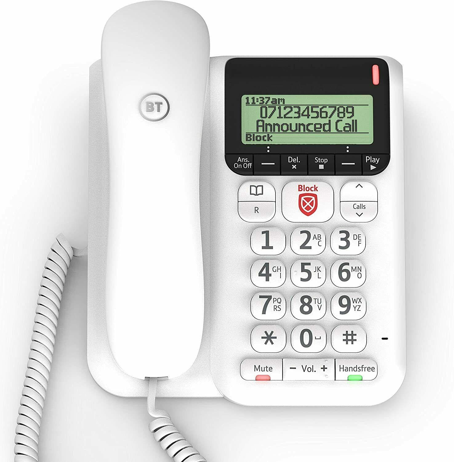 BT Decor 2600 Advanced Call Blocker Corded Telephone, White - 083154 (Renewed)
