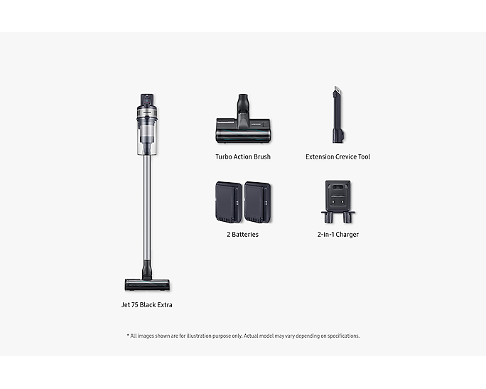 Samsung Jet 75 Black Cordless Stick Vacuum Cleaner Max 200W Power VS20B7551BF/EU (New / Open Box)