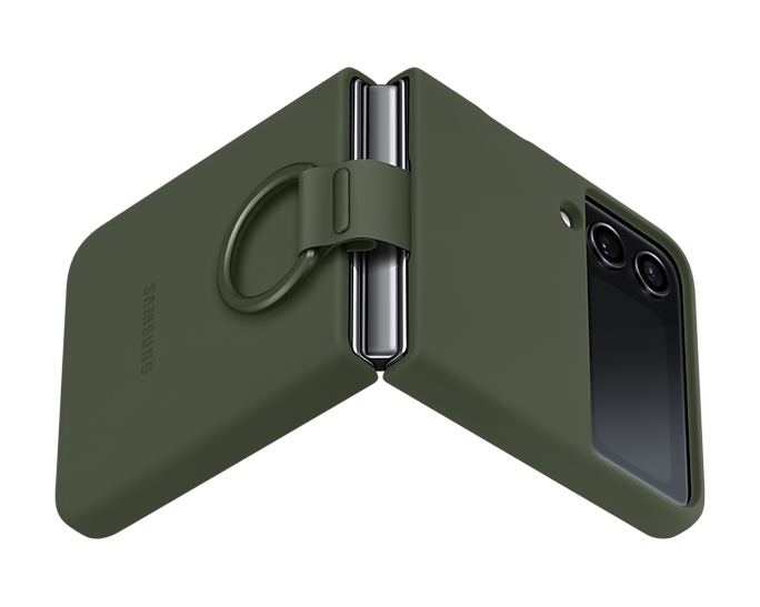 Samsung Silicone Phone Cover With Ring For Galaxy Z Flip4 Khaki EF-PF721TGEGWW (Renewed)