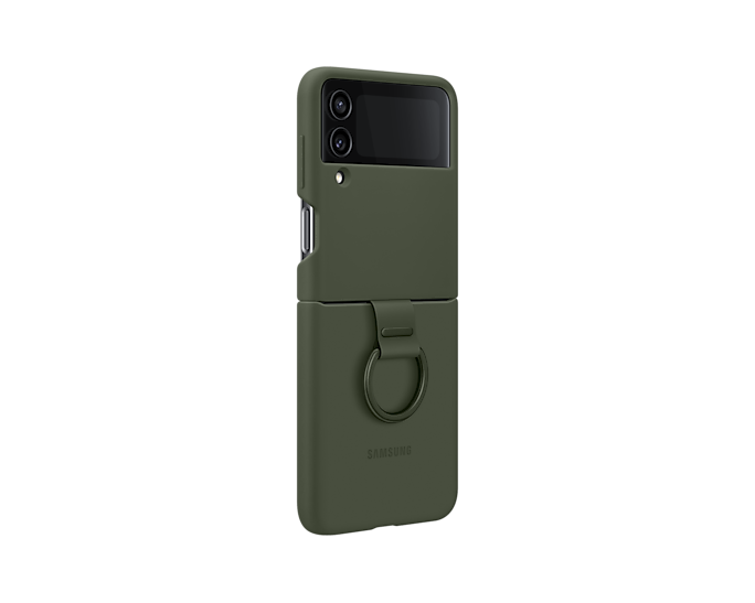 Samsung Silicone Phone Cover With Ring For Galaxy Z Flip4 Khaki EF-PF721TGEGWW (Renewed)