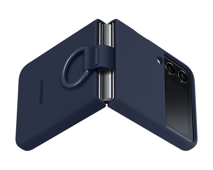 Samsung Galaxy Z Flip4 Silicone Phone Cover With Ring Navy EF-PF721TNEGWW (New / Open Box)