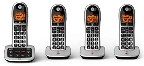BT 4600 Big Button Advanced Call Blocker Home Phone With Answer Machine, Quad Handset Pack (Renewed)