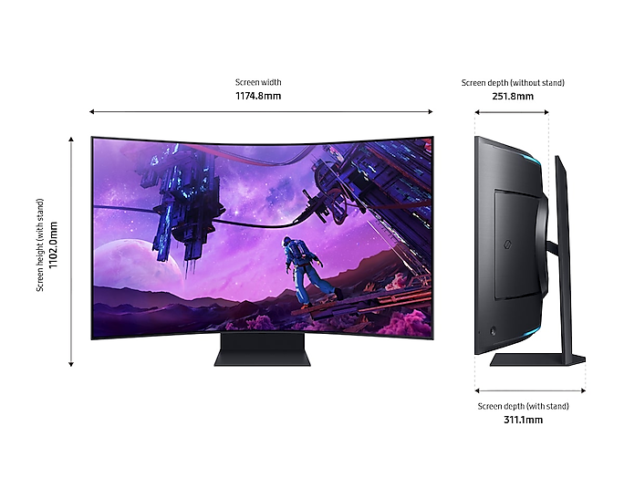 Samsung 55'' Gaming Monitor Curved Smart Odyssey Ark 1ms 165Hz LS55BG970NUXXU (Renewed)