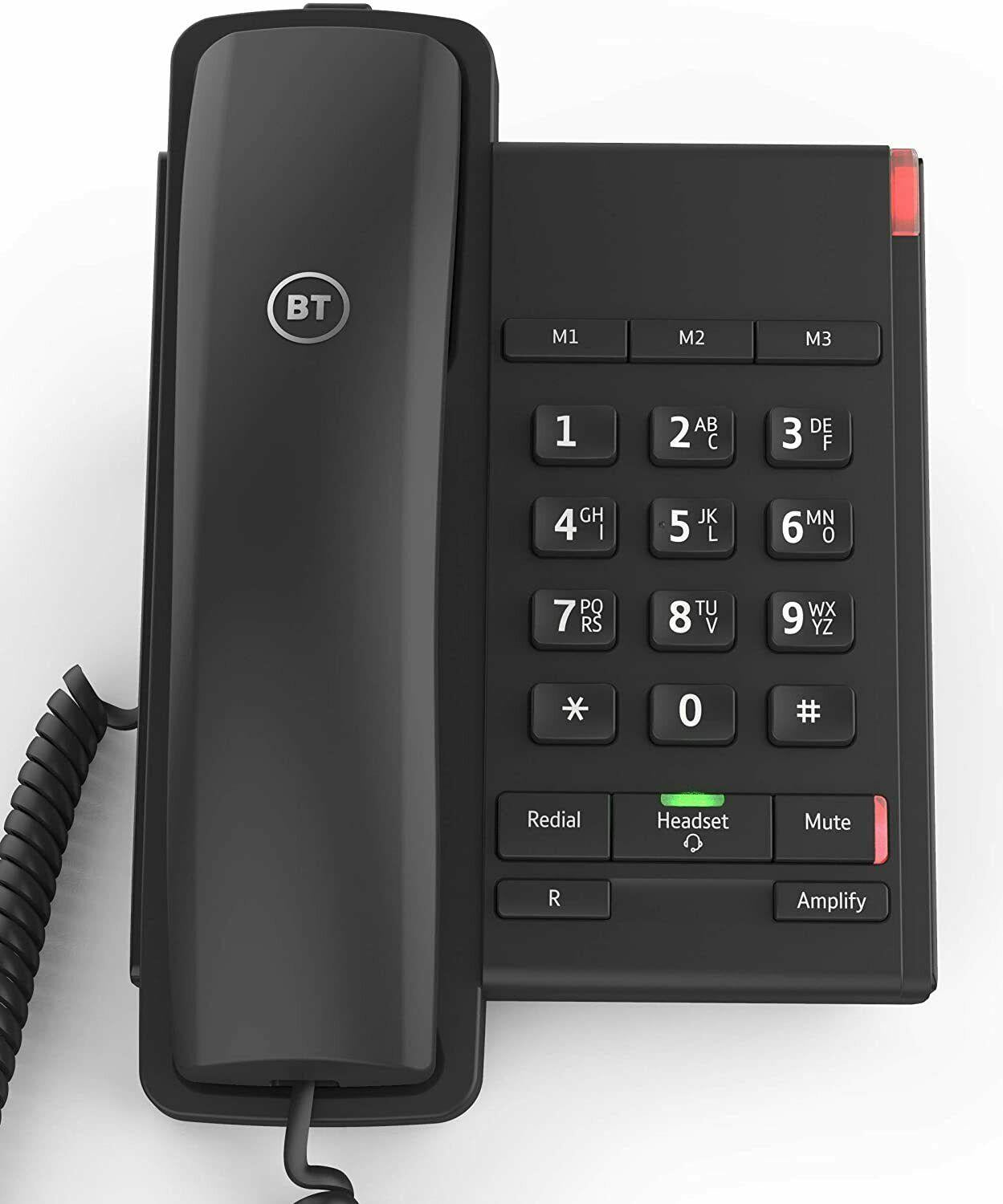 BT Corded Landline Phone Converse 2100 Black Headset Socket (Renewed)